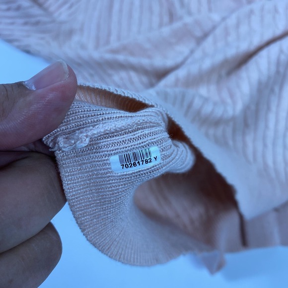 Lauren Ralph Lauren Cable Knit Sweater Womens Small Pink Silk V Neck Long Sleeve - Picture 7 of 12